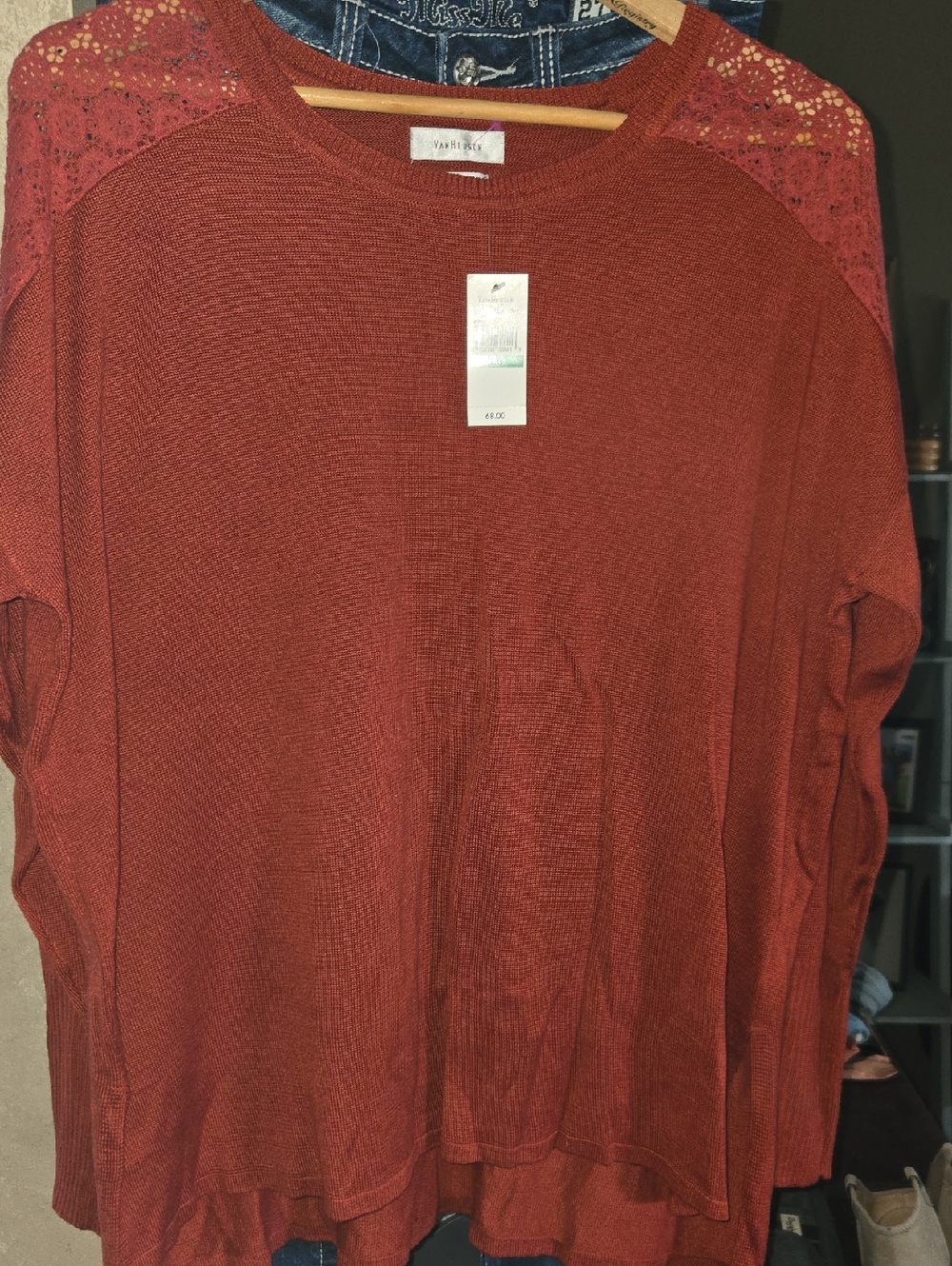 Van Heusen Rust Crewneck Knit Sweater